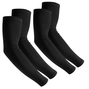 UPTAKERS Unisex Full Black Arm Sleeves Cotton Summer Pack of 2, Black