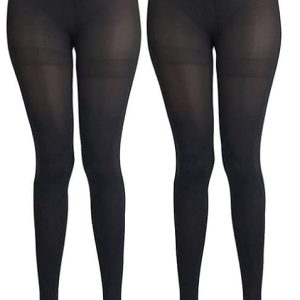 Uptakers Women Black Pantyhose Stocking | Black Color | Pack of 2 |