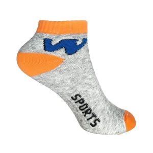 Uptakers Fashionable Unisex Printed Sports Ankle Length Socks Grey-Orange | Pair of 3 |