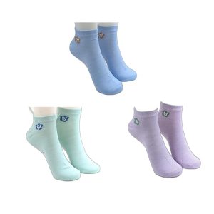Uptakers Teddy Bear Ankle Socks for Women Pack of 3 Made With Premium Cotton, Free Size, Multicolor(Assorted).
