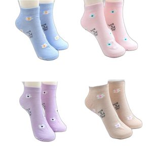 Uptakers Flower Ankle Socks for Women Pack of 4 Made With Premium Cotton, Free Size, Multicolor(Assorted)